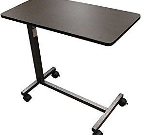 Overbed Table, Flat Rolling Overbed Table with Adjustable Height, for Eating, Working, Reading or Computing