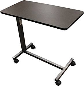 Overbed Table, Flat Rolling Overbed Table with Adjustable Height, for Eating, Working, Reading or Computing