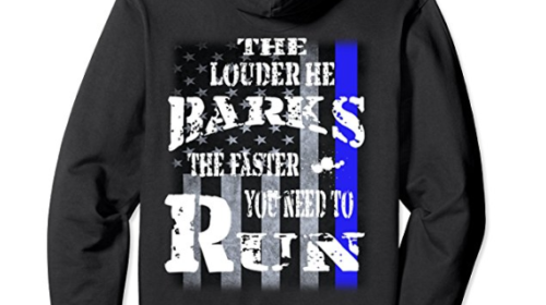 Funny Police K-9 Unit Hoodie Thin Blue Line US Flag