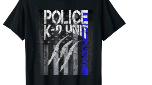 Law Enforcement Canine Unit Thin Blue Line Flag Claw Tshirt