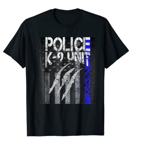 Law Enforcement Canine Unit Thin Blue Line Flag Claw Tshirt