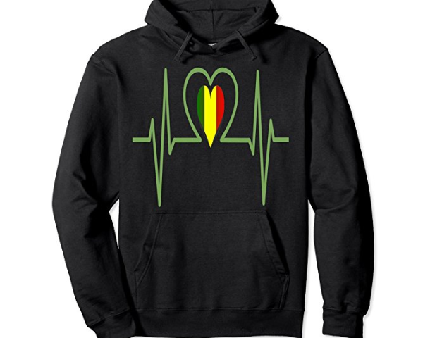 Reggae Heartbeat Hoodie Reggae Music Lovers Gift